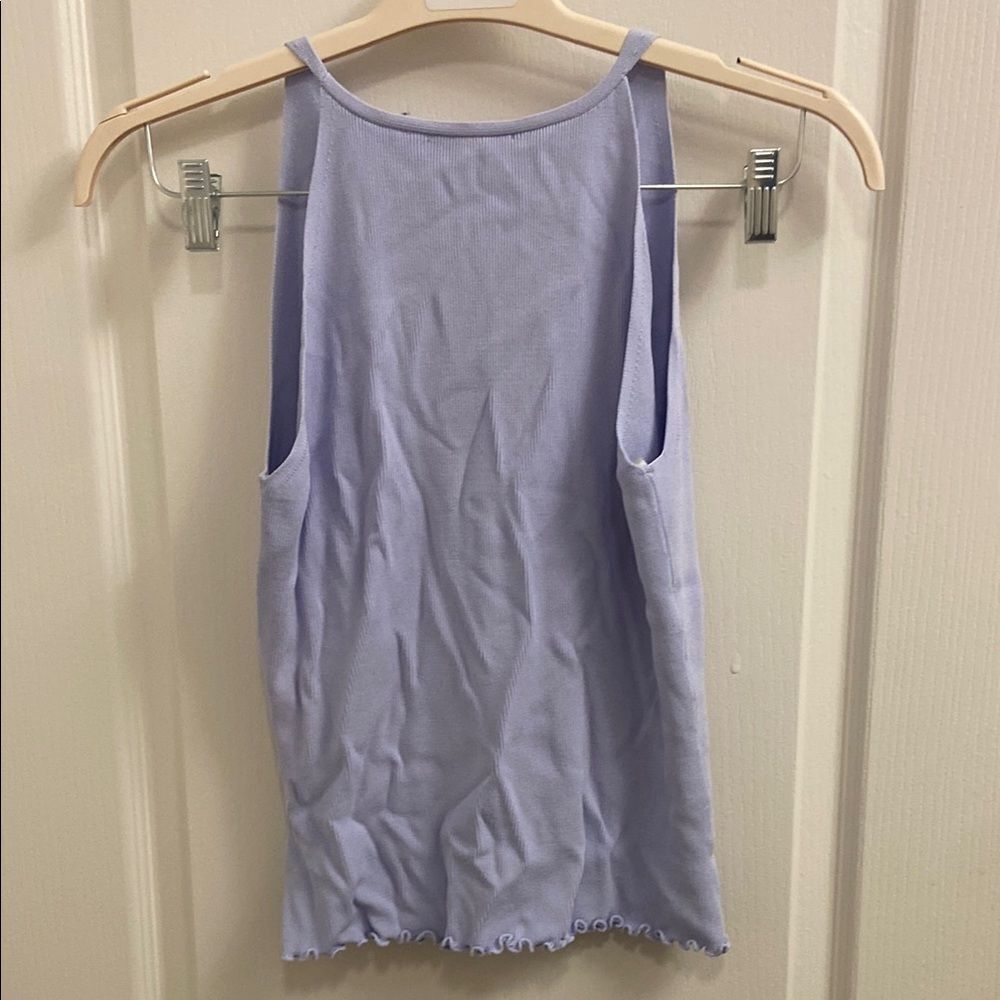 Purple Ruffled Sleeveless Tank Top - Picture 4 of 4